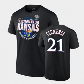 #21 Zach Clemence 2022 National Champions Kansas Jayhawks Floater Mens Black T-Shirt 897703-232