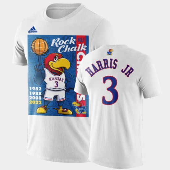 #3 Dajuan Harris Jr. 2022 National Champions Kansas 2022 Rock Chalk Champions Cartoon Mens Black T-Shirt 700073-471