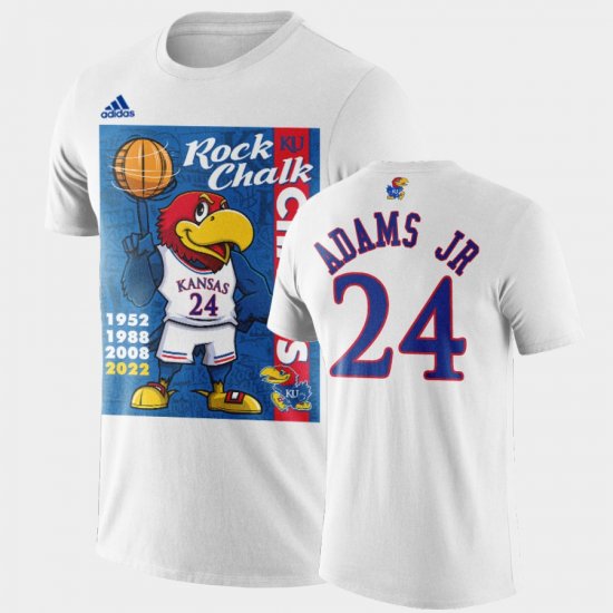 #24 KJ Adams Jr. 2022 National Champions University of Kansas 2022 Rock Chalk Champions Cartoon Mens Black T-Shirt 135501-174