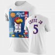 #5 Kyle Cuffe Jr. 2022 National Champions University of Kansas 2022 Rock Chalk Champions Cartoon Mens Black T-Shirt 119331-148