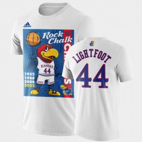 #44 Mitch Lightfoot 2022 National Champions University of Kansas 2022 Rock Chalk Champions Cartoon Men's Black T-Shirt 413018-460