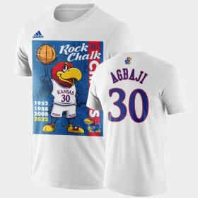 #30 Ochai Agbaji 2022 National Champions Jayhawks 2022 Rock Chalk Champions Cartoon Men's Black T-Shirt 554525-159