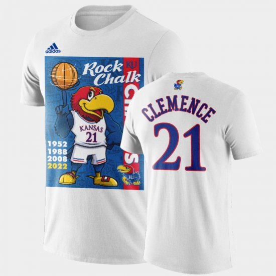 #21 Zach Clemence 2022 National Champions Kansas 2022 Rock Chalk Champions Cartoon Men\'s Black T-Shirt 124545-405