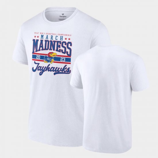 Kansas Jayhawks 2023 NCAA Basketball Tournament March Madness Men\'s White T-Shirt 305471-166