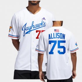 #75 Bob Allison College Baseball Jayhawks 3x All-Star Men's White Jersey 364621-825