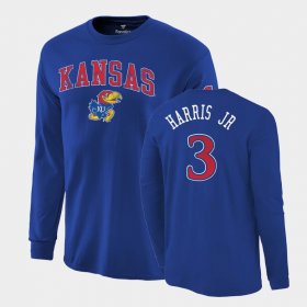 #3 Dajuan Harris Jr. 2022 National Champions Jayhawks Long Sleeve Men Royal T-Shirt 803120-687
