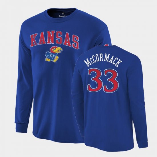 #33 David McCormack 2022 National Champions Kansas Long Sleeve Men Royal T-Shirt 774104-635