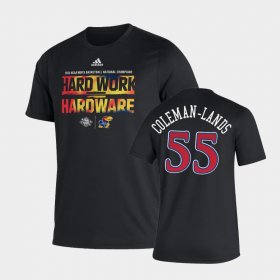 #55 Jalen Coleman-Lands 2022 National Champions University of Kansas Locker Room Mens Black T-Shirt 600499-312