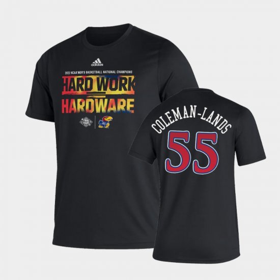 #55 Jalen Coleman-Lands 2022 National Champions University of Kansas Locker Room Mens Black T-Shirt 600499-312