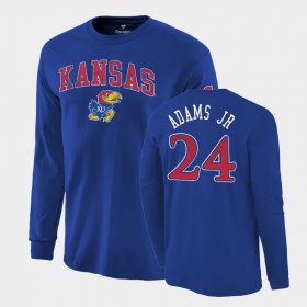 #24 KJ Adams Jr. 2022 National Champions University of Kansas Long Sleeve Mens Royal T-Shirt 387526-985