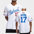 #17 Maui Ahuna College Baseball University of Kansas 2022 Button-Up Men's White Jersey 977385-538