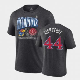 #44 Mitch Lightfoot 2022 National Champions Kansas Jayhawks Mens Charcoal T-Shirt 220829-972