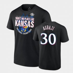 #30 Ochai Agbaji 2022 National Champions Kansas Jayhawks Floater Men's Black T-Shirt 275394-352