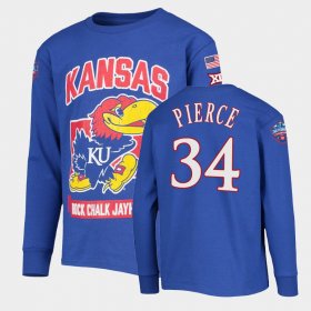 #34 Paul Pierce College Basketball Jayhawks 6x Natty Champs KUHoops Mascot Men Royal T-Shirt 207791-314