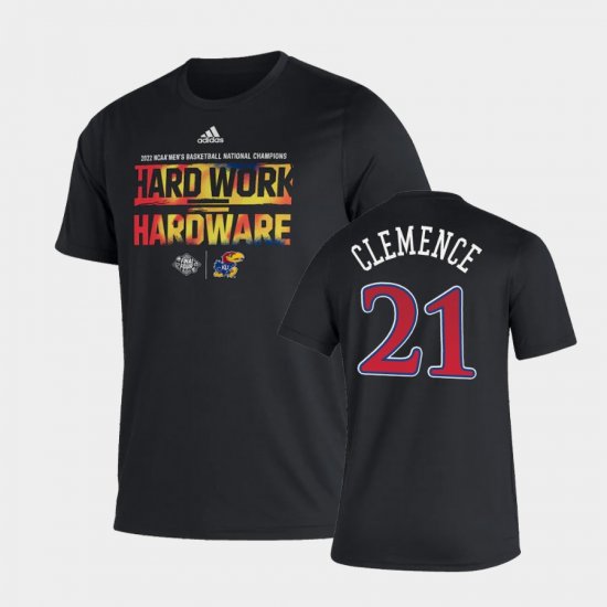 #21 Zach Clemence 2022 National Champions University of Kansas Locker Room Mens Black T-Shirt 326598-809