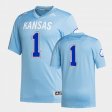 #1 Custom College Football Kansas Jayhawks Premier Strategy Mens Blue Jersey 687524-887