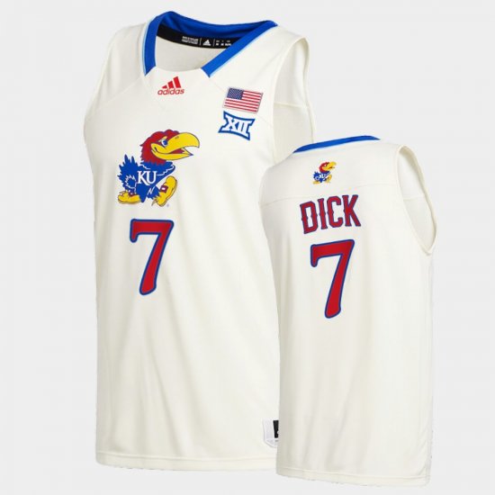 #7 Gradey Dick College Basketball Kansas Jayhawks Class of 2022 Men\'s Cream Jersey 897885-819