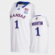 #1 Remy Martin College Basketball Kansas Jayhawks 2021 Transfer Home Men's White Jersey 421227-352