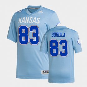 #83 Jacob Borcila Premier Kansas Jayhawks Strategy Men's Light Blue Jersey 302002-769