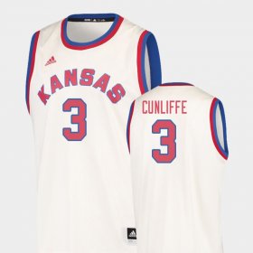 #3 Sam Cunliffe Hardwood Classics Jayhawks College Basketball Men Cream Jersey 377708-865